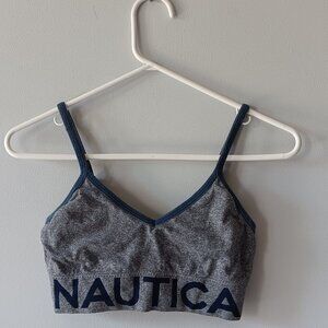 Nautica Seamless Logo Bralette Adjustable Shoulder Straps Small Blue Grey